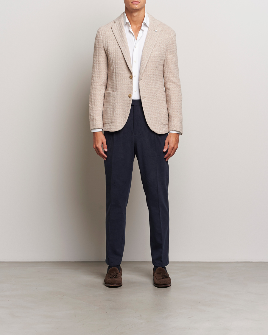 Mies | Pikkutakit | L.B.M. 1911 | Knitted Punto Wool Structure Blazer Camel