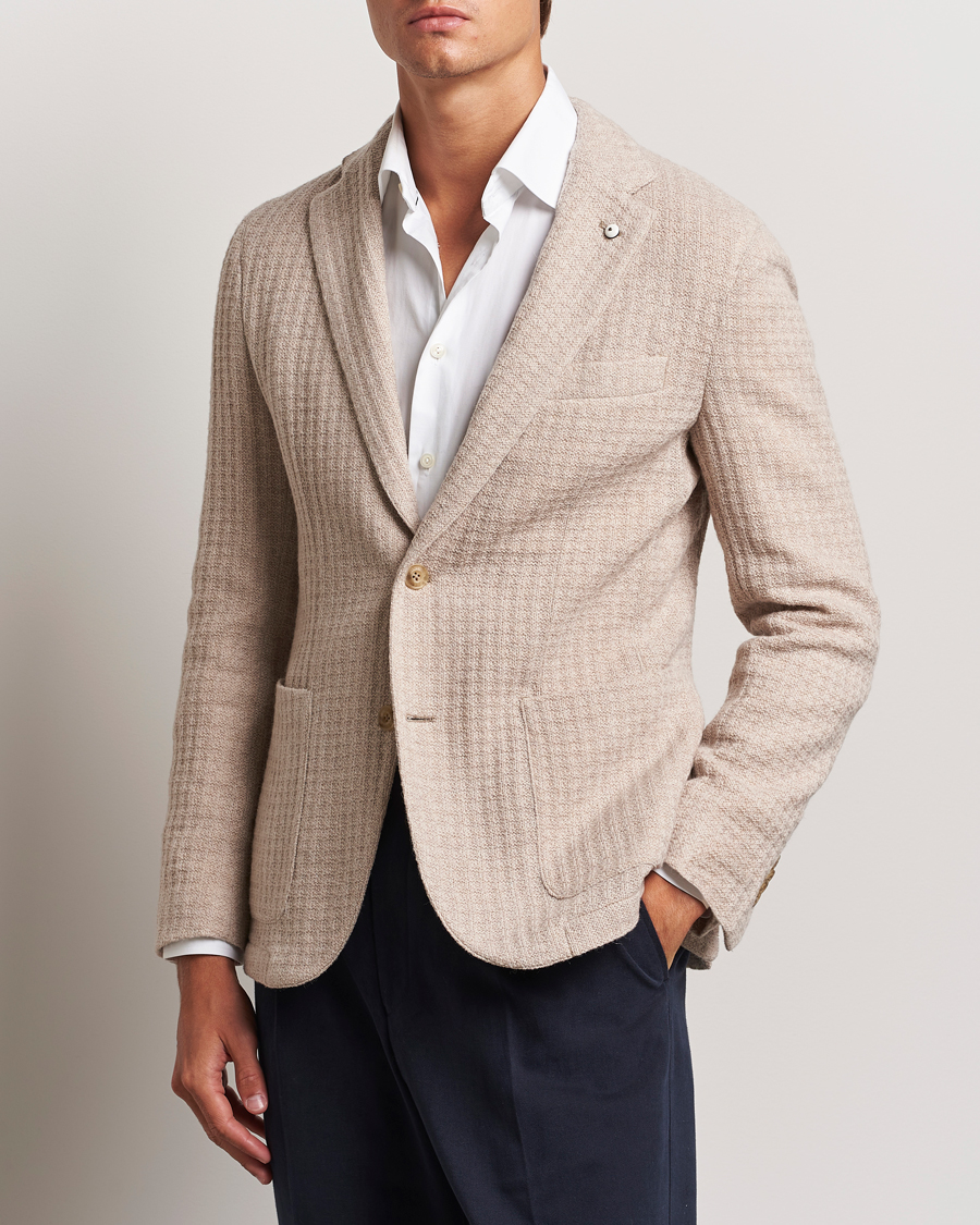 Mies | Pikkutakit | L.B.M. 1911 | Knitted Punto Wool Structure Blazer Camel