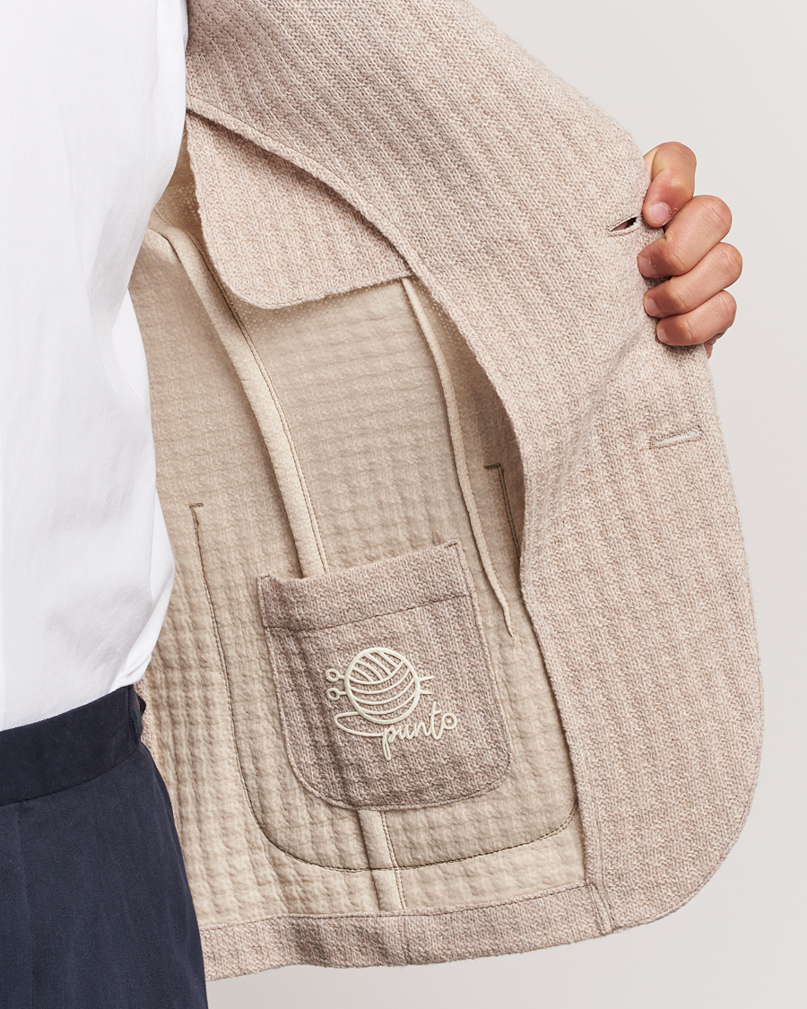 Mies | Pikkutakit | L.B.M. 1911 | Knitted Punto Wool Structure Blazer Camel