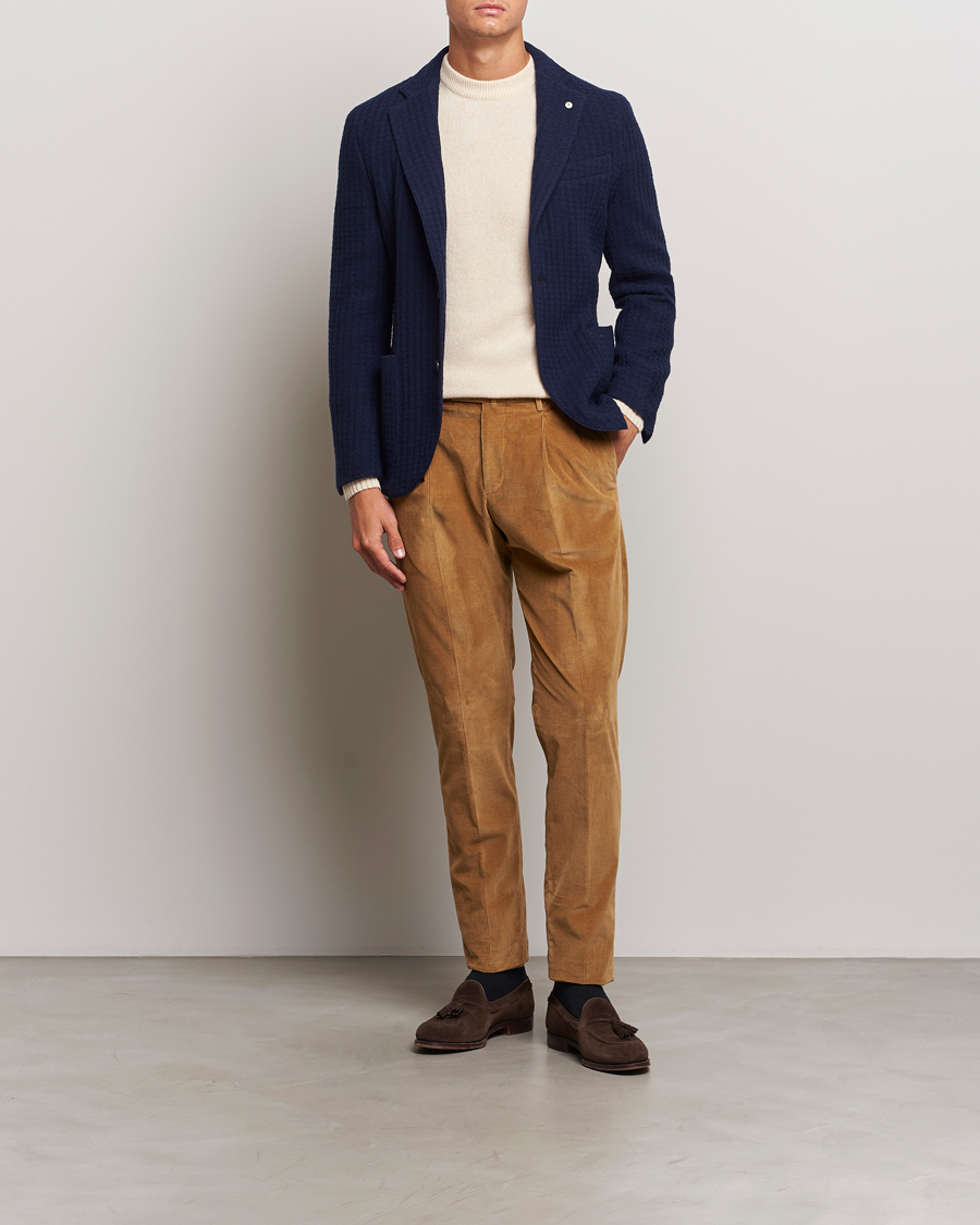 Mies | Pikkutakit | L.B.M. 1911 | Knitted Punto Wool Structure Blazer Navy