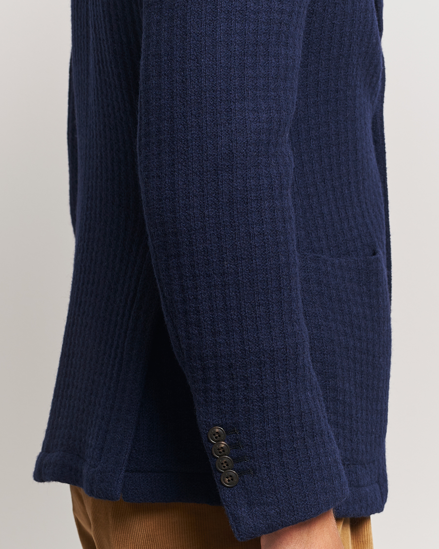 Mies | Pikkutakit | L.B.M. 1911 | Knitted Punto Wool Structure Blazer Navy