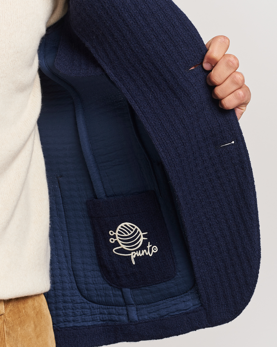 Mies | Pikkutakit | L.B.M. 1911 | Knitted Punto Wool Structure Blazer Navy