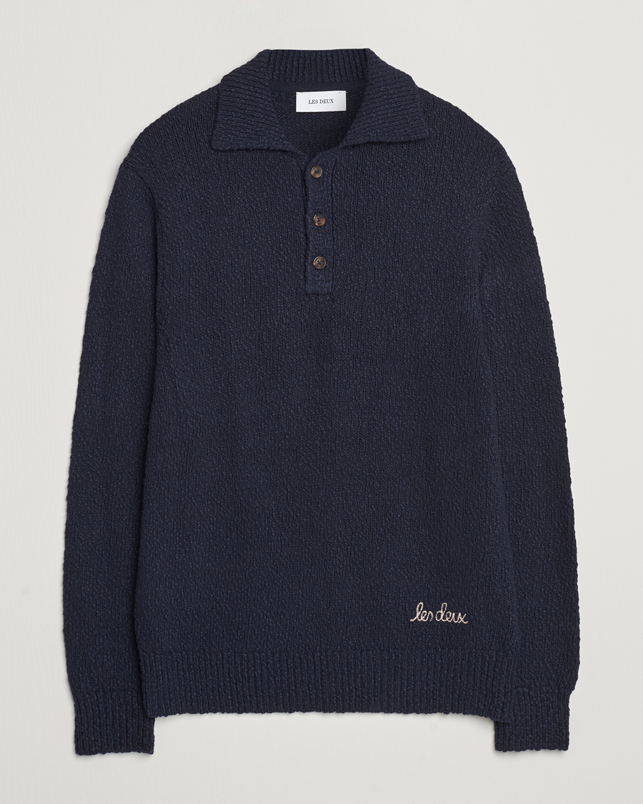 Mies | Puserot | LES DEUX | Errol Cotton Rugby Knit Dark Navy