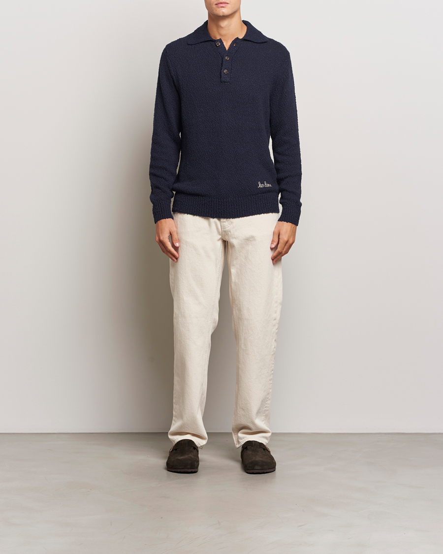 Mies | Puserot | LES DEUX | Errol Cotton Rugby Knit Dark Navy