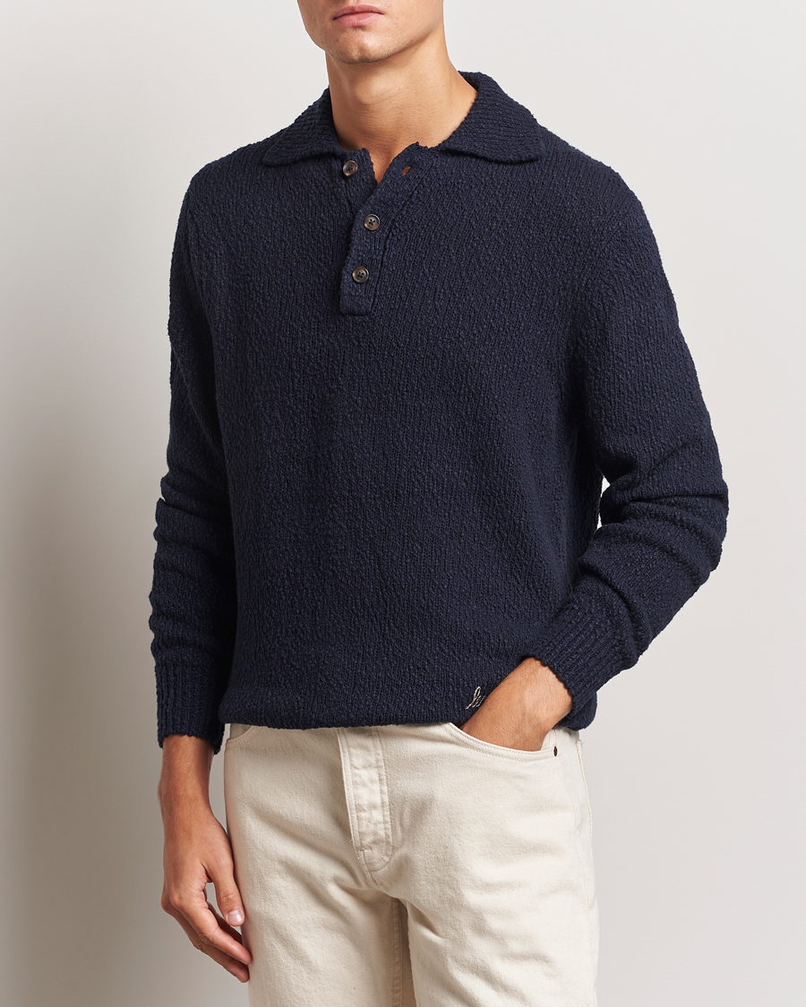Mies | Puserot | LES DEUX | Errol Cotton Rugby Knit Dark Navy