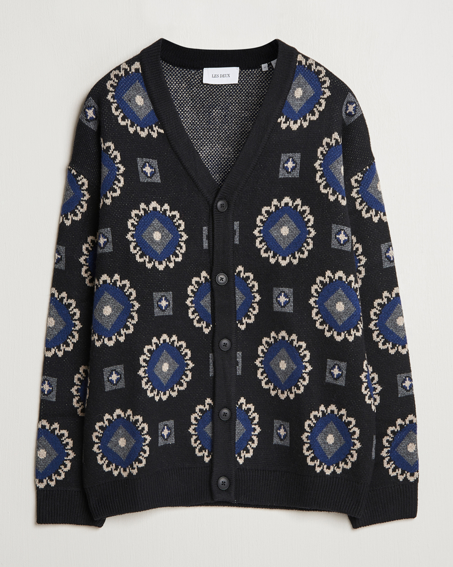 Mies | Puserot | LES DEUX | Aro Paisley Cardigan Black/Blueprint