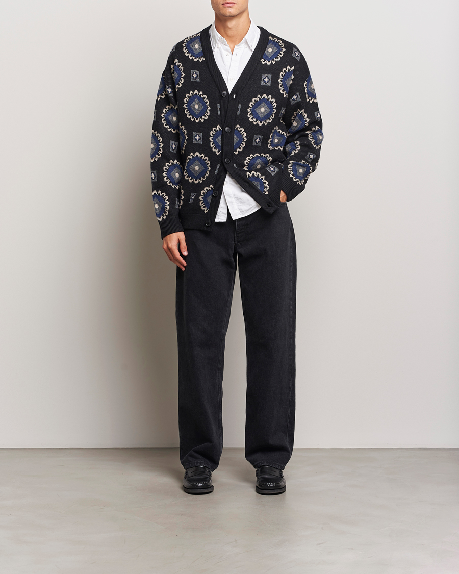 Mies | Puserot | LES DEUX | Aro Paisley Cardigan Black/Blueprint