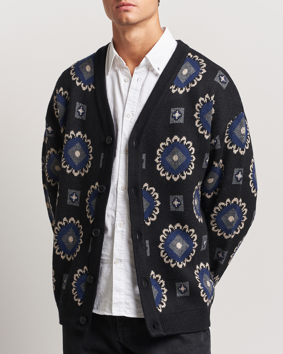 Mies | Puserot | LES DEUX | Aro Paisley Cardigan Black/Blueprint