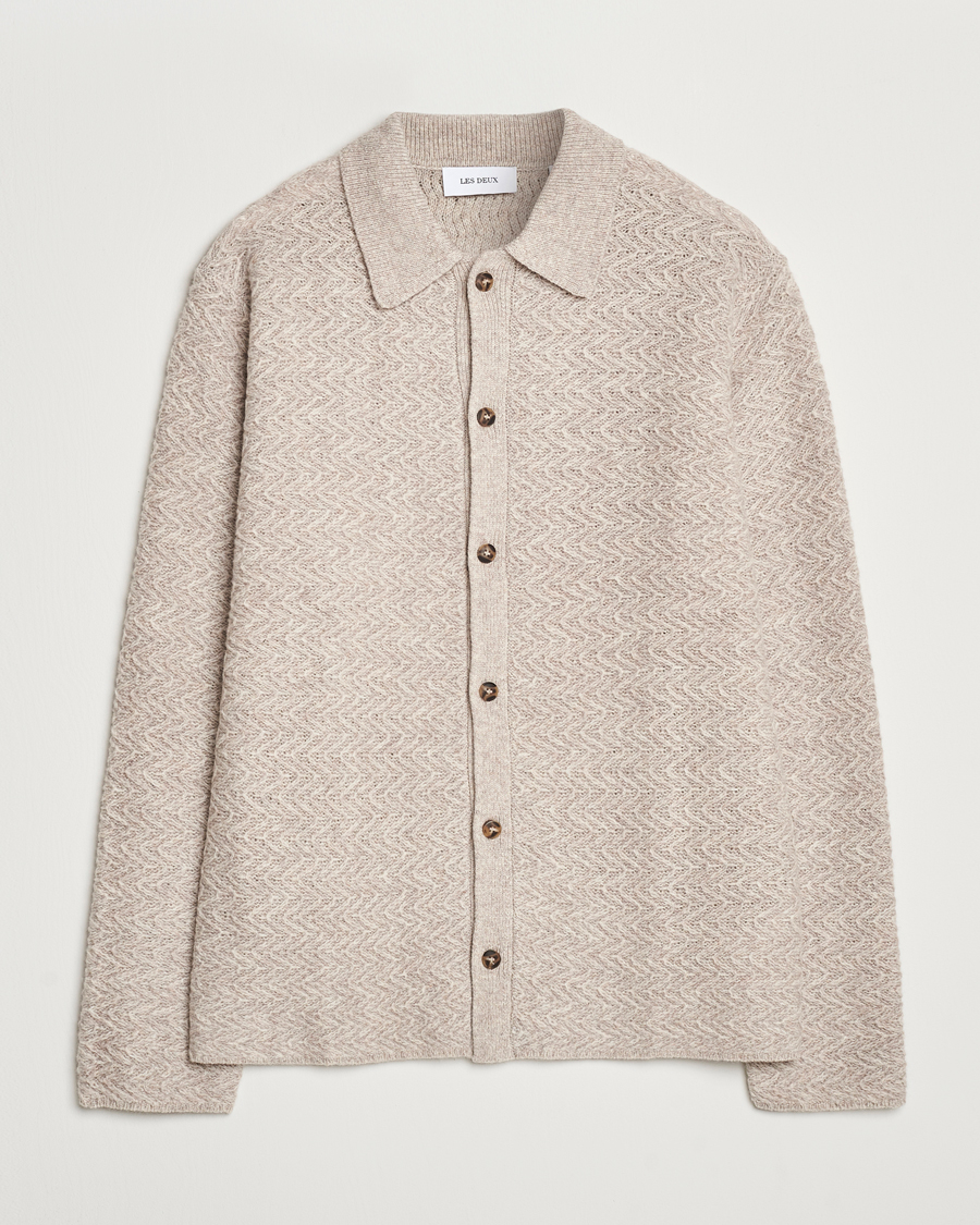 Mies | Puserot | LES DEUX | Finnegan Knit Shirt Oatmeal Melange