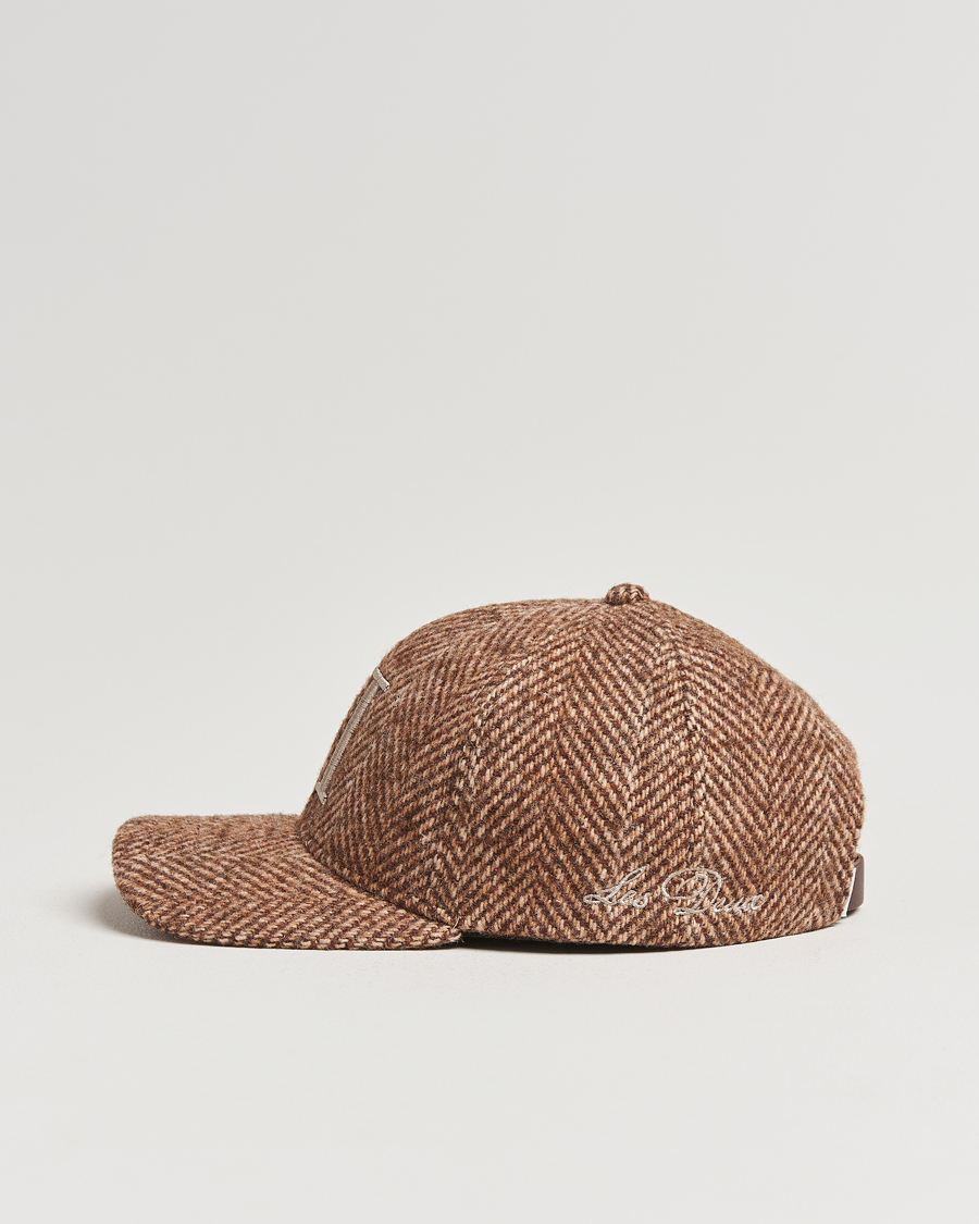 Mies | Les Deux Herringbone Baseball Cap Coffee Brown | LES DEUX | Herringbone Baseball Cap Coffee Brown