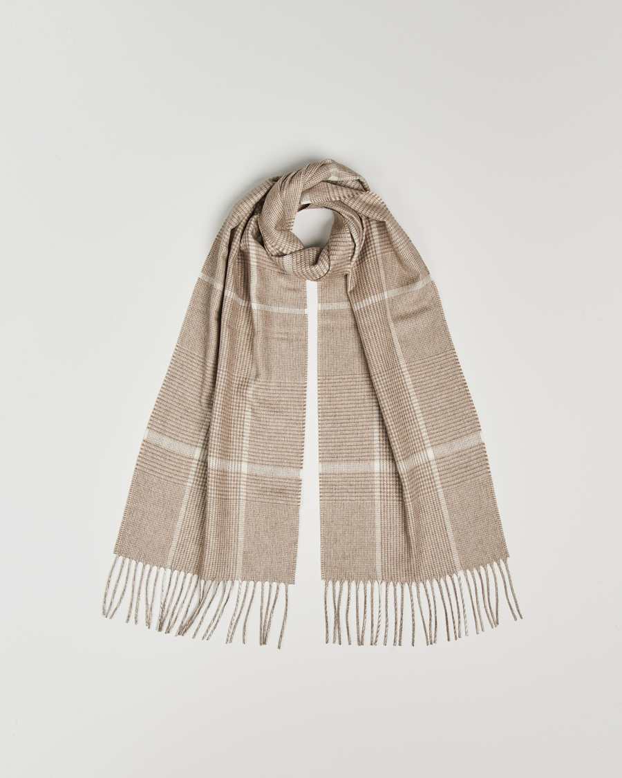 Mies | Piacenza Cashmere Cashmere/Silk Overcheck Scarf Beige | Piacenza Cashmere | Cashmere/Silk Overcheck Scarf Beige
