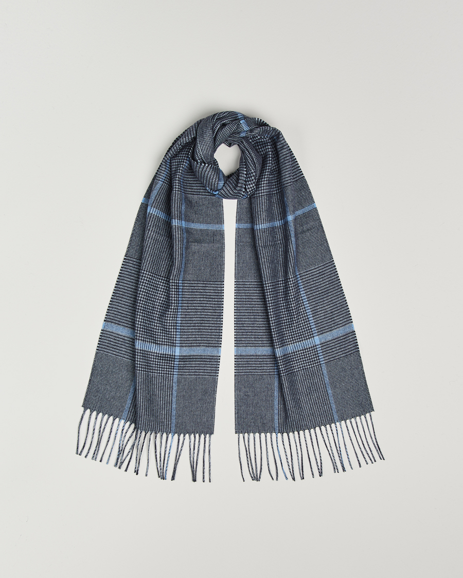 Mies | Piacenza Cashmere Cashmere/Silk Overcheck Scarf Dark Blue | Piacenza Cashmere | Cashmere/Silk Overcheck Scarf Dark Blue