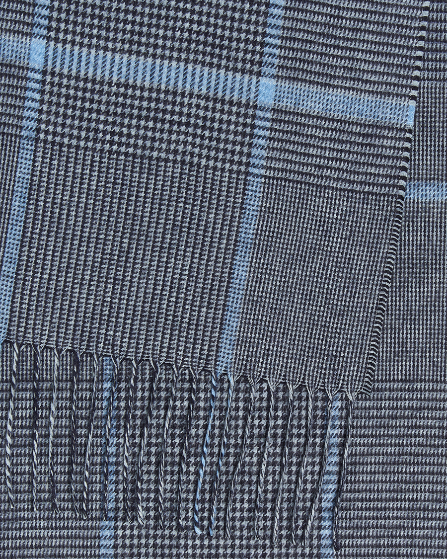 Mies | Piacenza Cashmere Cashmere/Silk Overcheck Scarf Dark Blue | Piacenza Cashmere | Cashmere/Silk Overcheck Scarf Dark Blue