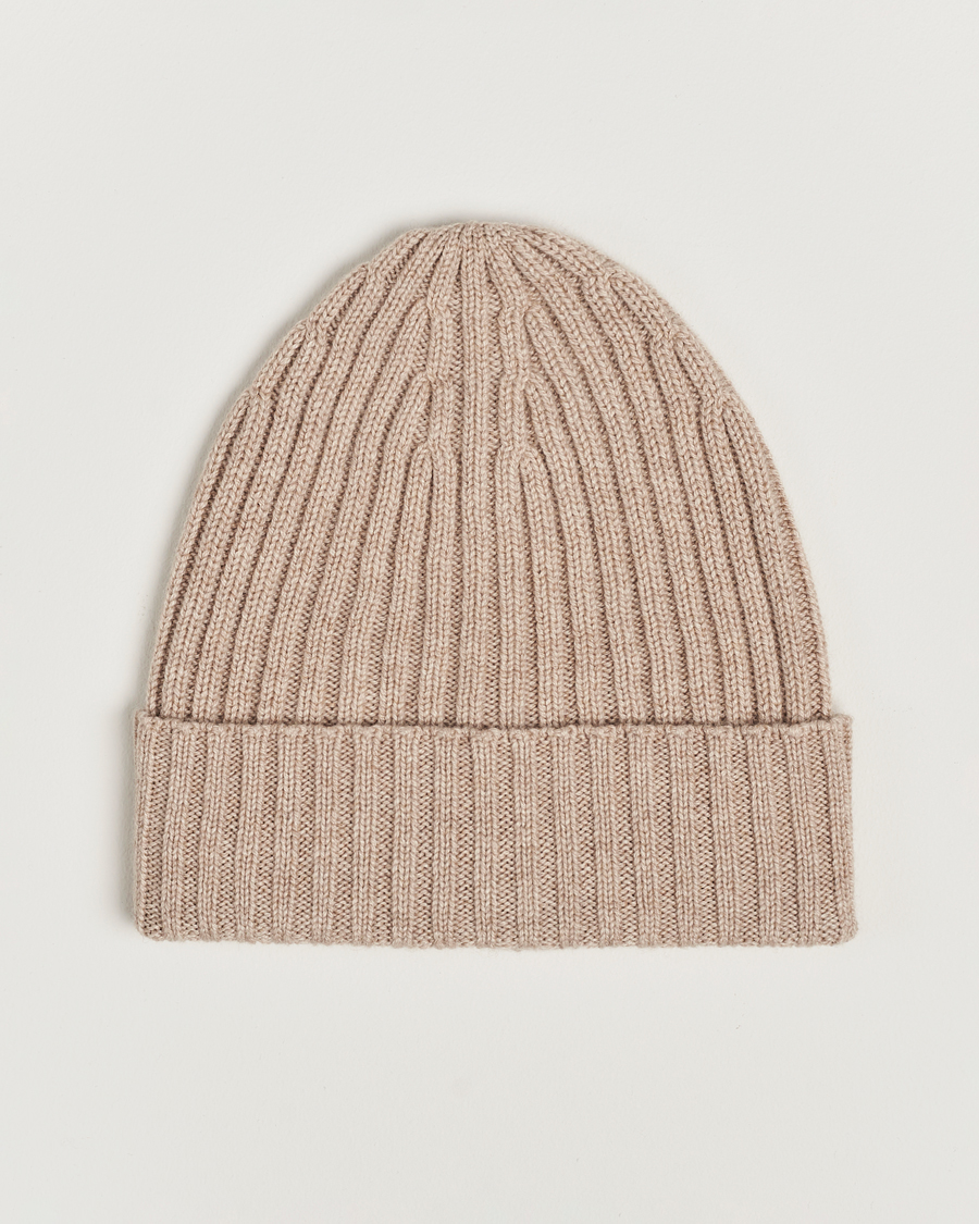 Mies | Piacenza Cashmere Ribbed Cashmere Beanie Light Beige | Piacenza Cashmere | Ribbed Cashmere Beanie Light Beige