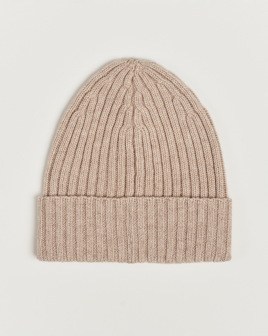 Mies | Piacenza Cashmere Ribbed Cashmere Beanie Light Beige | Piacenza Cashmere | Ribbed Cashmere Beanie Light Beige