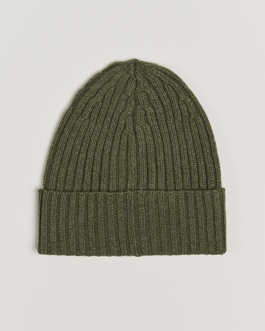 Mies | Piacenza Cashmere Ribbed Cashmere Beanie Olive | Piacenza Cashmere | Ribbed Cashmere Beanie Olive