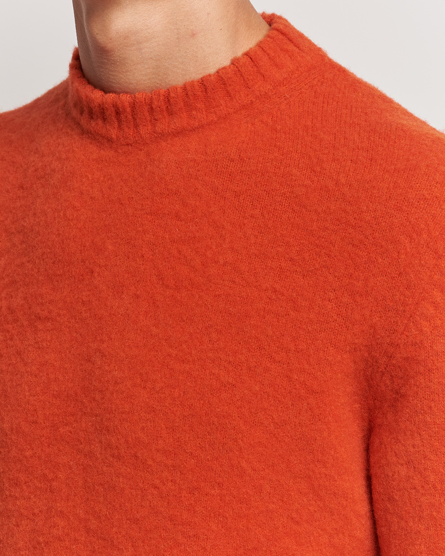 Mies | Puserot | Piacenza Cashmere | Brushed Wool Crew Neck Orange