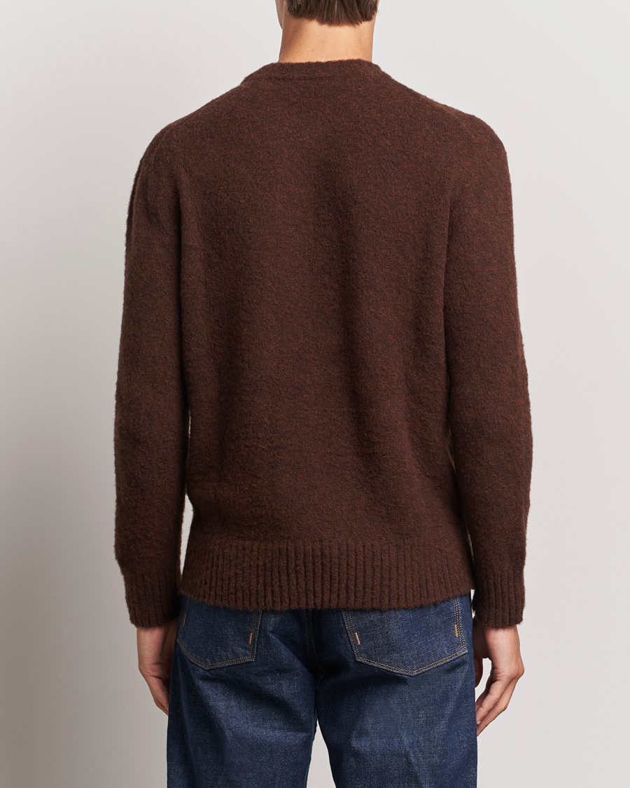 Mies | Puserot | Piacenza Cashmere | Brushed Wool Crew Neck Dark Brown