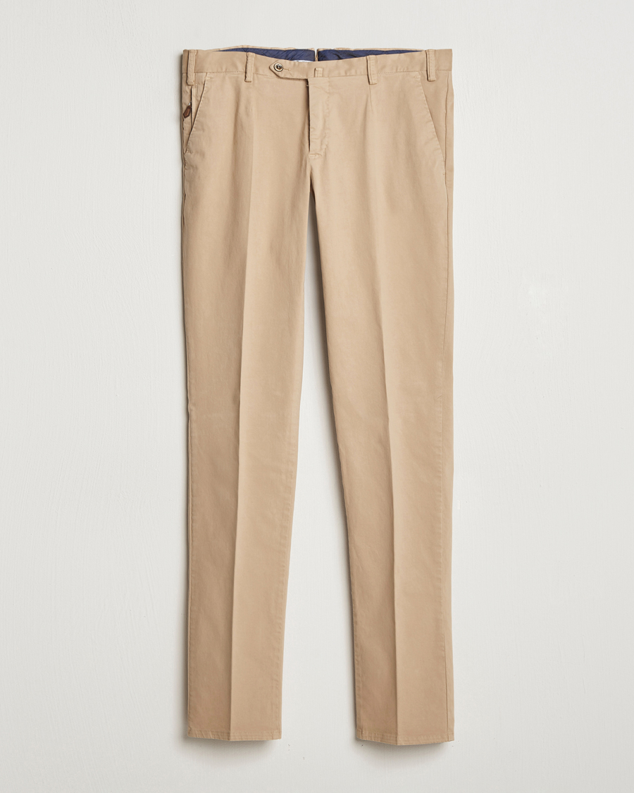 Mies | Housut | PT01 | Slim Fit Pleated Cotton Trousers Beige