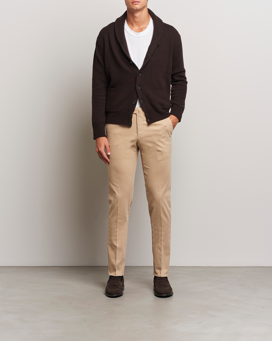 Mies | Housut | PT01 | Slim Fit Pleated Cotton Trousers Beige