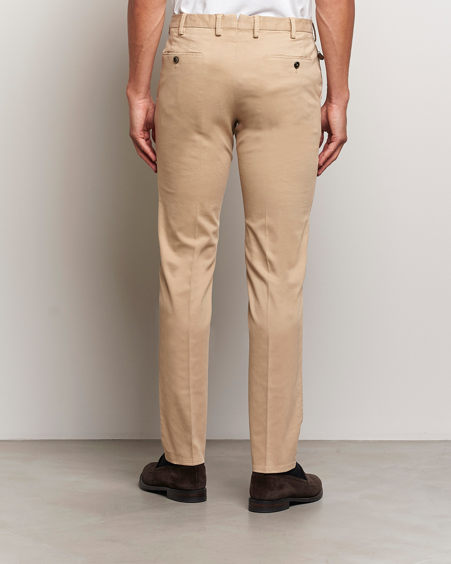 Mies | Housut | PT01 | Slim Fit Pleated Cotton Trousers Beige