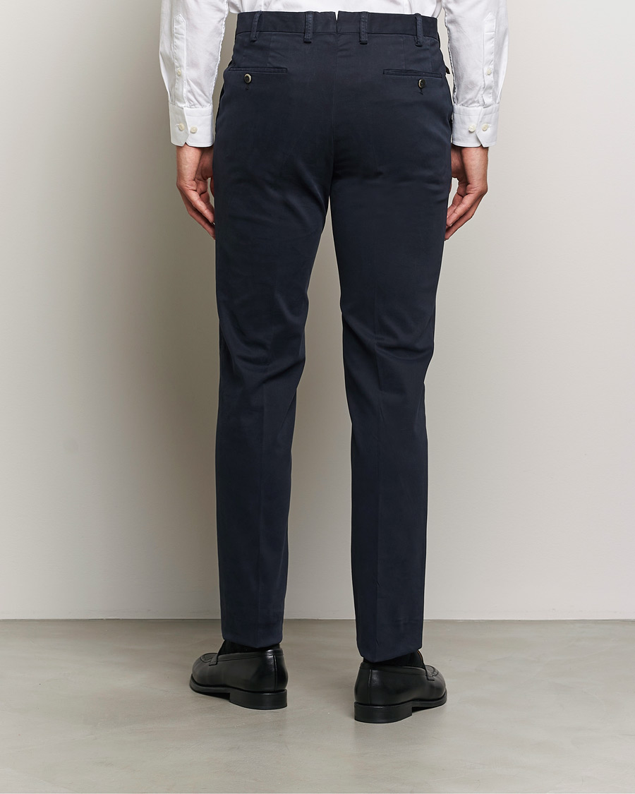 Mies | Housut | PT01 | Slim Fit Pleated Cotton Trousers Navy