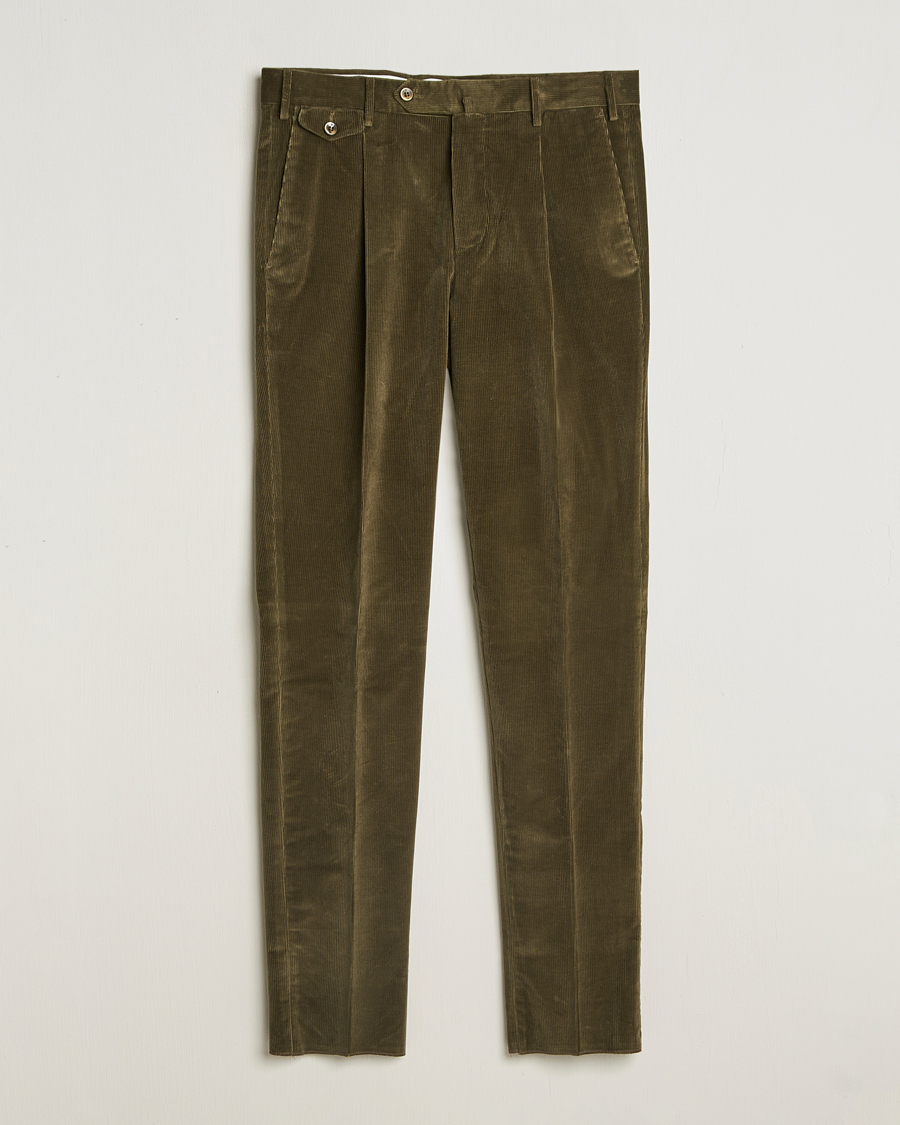 Mies | Housut | PT01 | Slim Fit Corduroy Trousers Dark Green