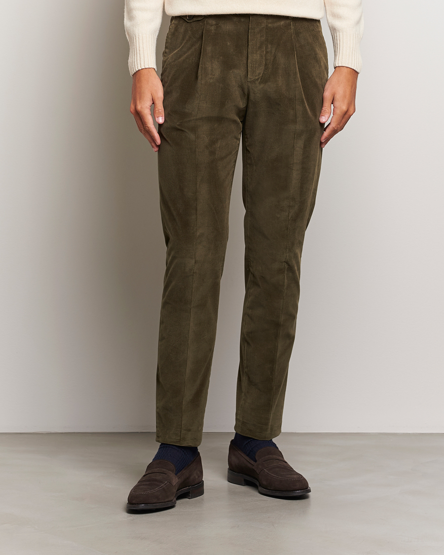 Mies | Housut | PT01 | Slim Fit Corduroy Trousers Dark Green
