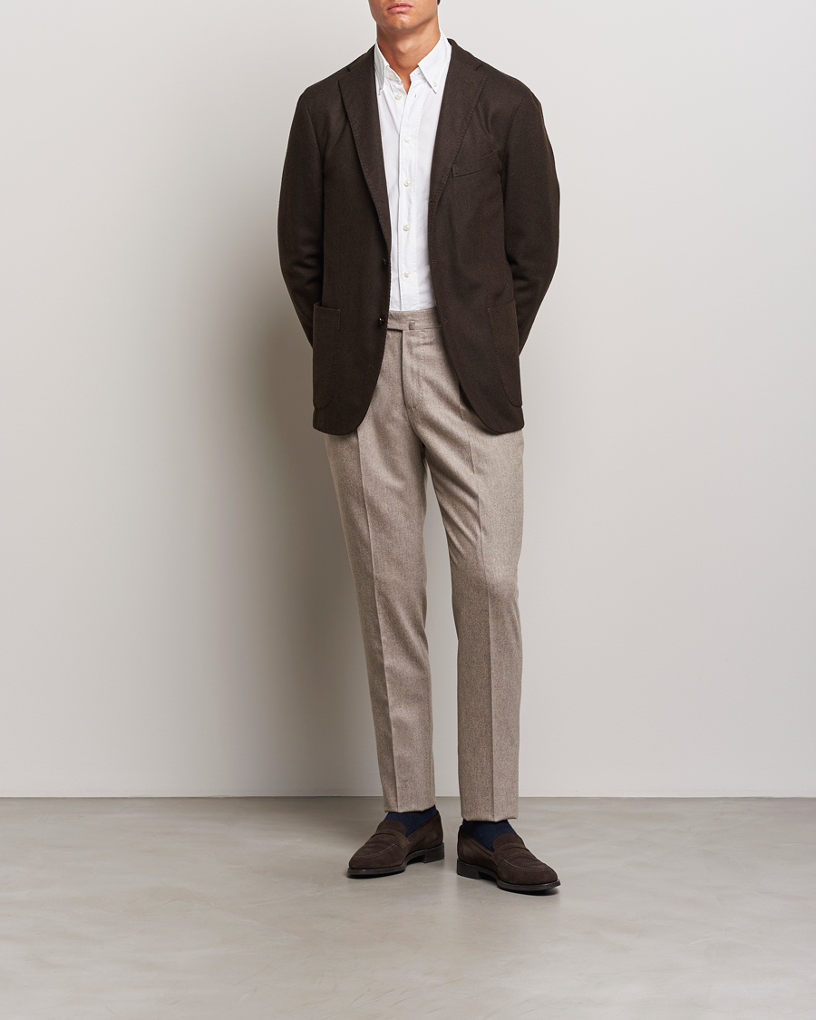 Mies | Housut | PT01 | Slim Fit Pleated Wool/Cashmere Trousers Beige