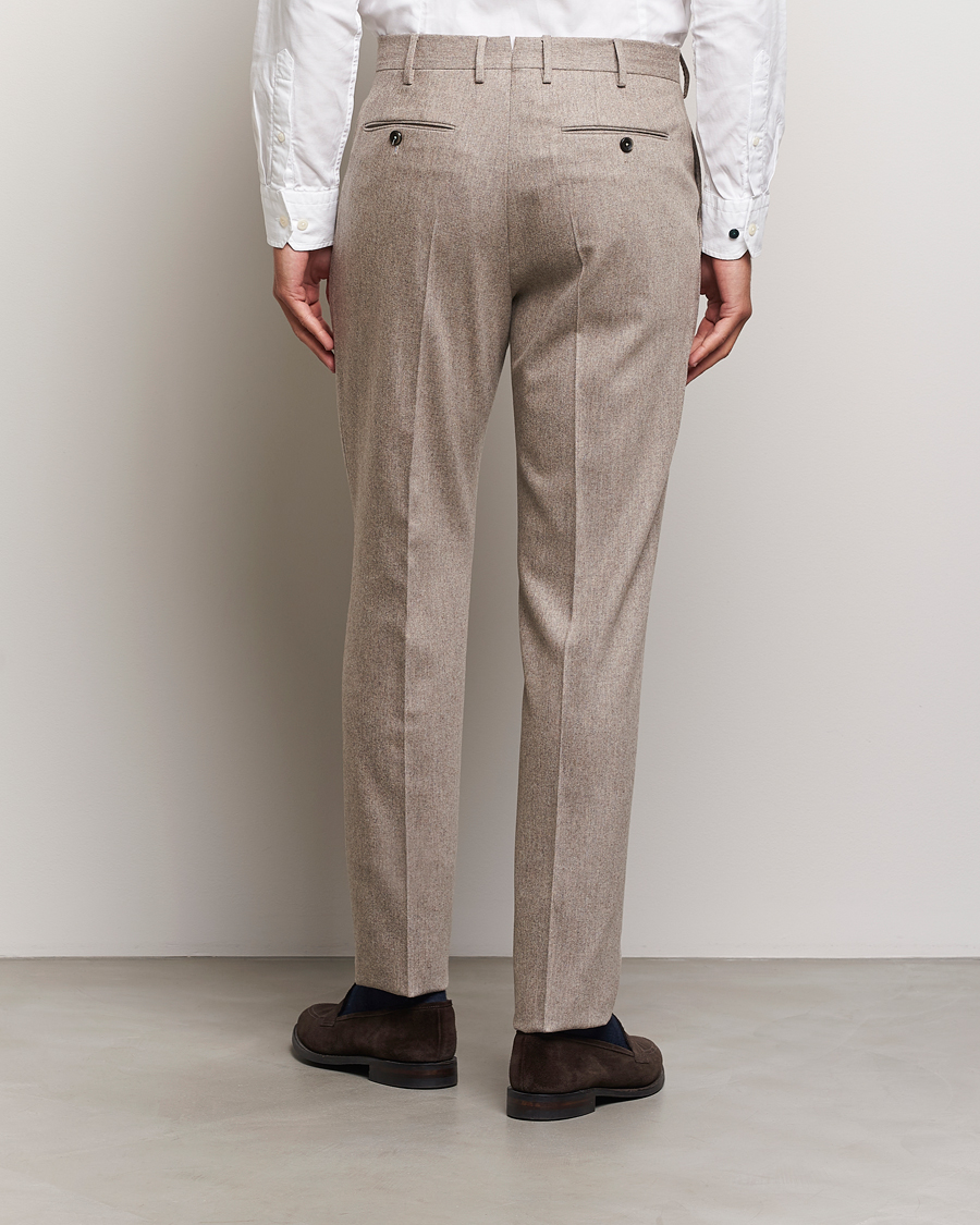 Mies | Housut | PT01 | Slim Fit Pleated Wool/Cashmere Trousers Beige