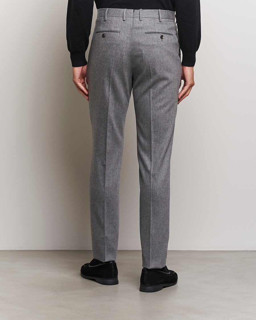 Mies | Housut | PT01 | Slim Fit Pleated Wool/Cashmere Trousers Grey Melange