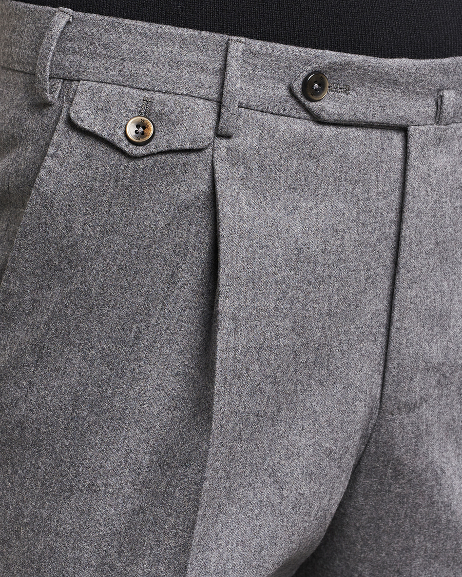 Mies | Housut | PT01 | Slim Fit Pleated Wool/Cashmere Trousers Grey Melange