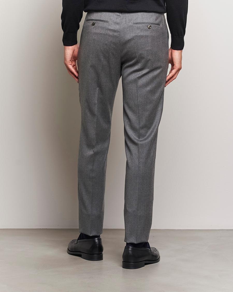 Mies | Housut | PT01 | Slim Fit Pleated Flannel Trousers Grey Melange