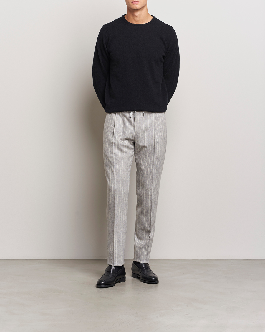 Mies | Housut | PT01 | Slim Fit Wool/Cashmere Drawstring Trousers Light Grey
