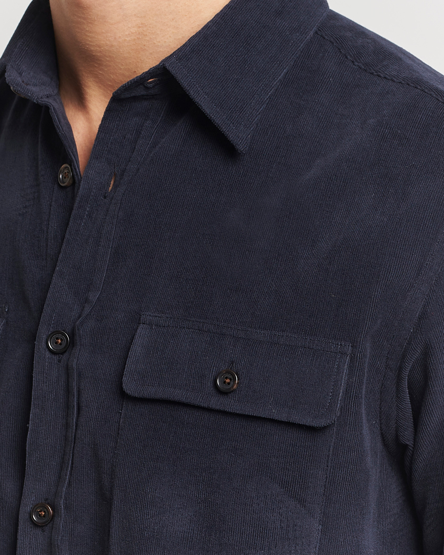Mies | Kauluspaidat | Ralph Lauren Purple Label | Cotton/Cashmere Corduroy Overshirt Navy