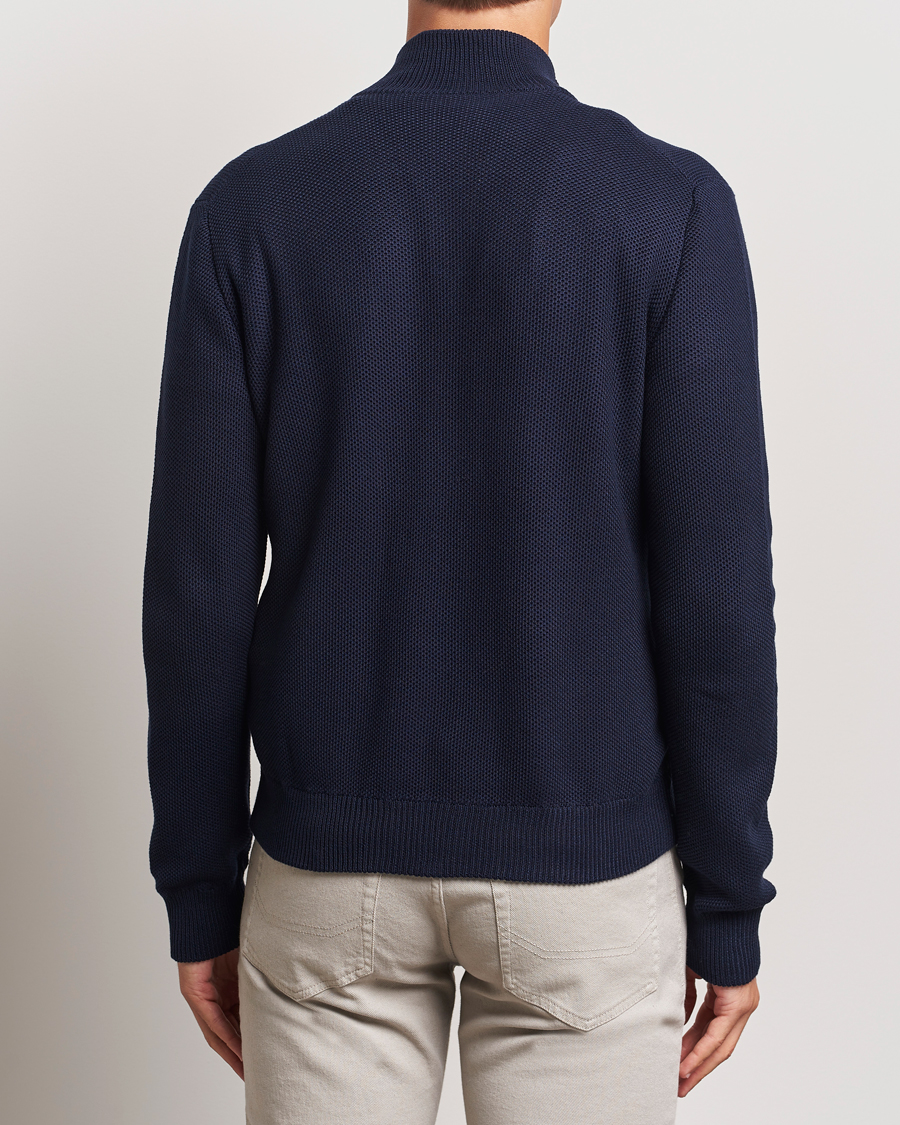 Mies | Puserot | Ralph Lauren Purple Label | Cotton/Silk Full Zip Sweater Navy