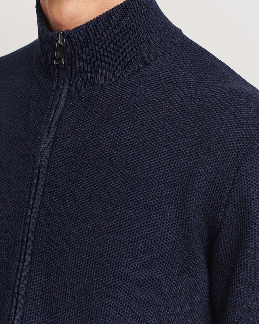 Mies | Puserot | Ralph Lauren Purple Label | Cotton/Silk Full Zip Sweater Navy