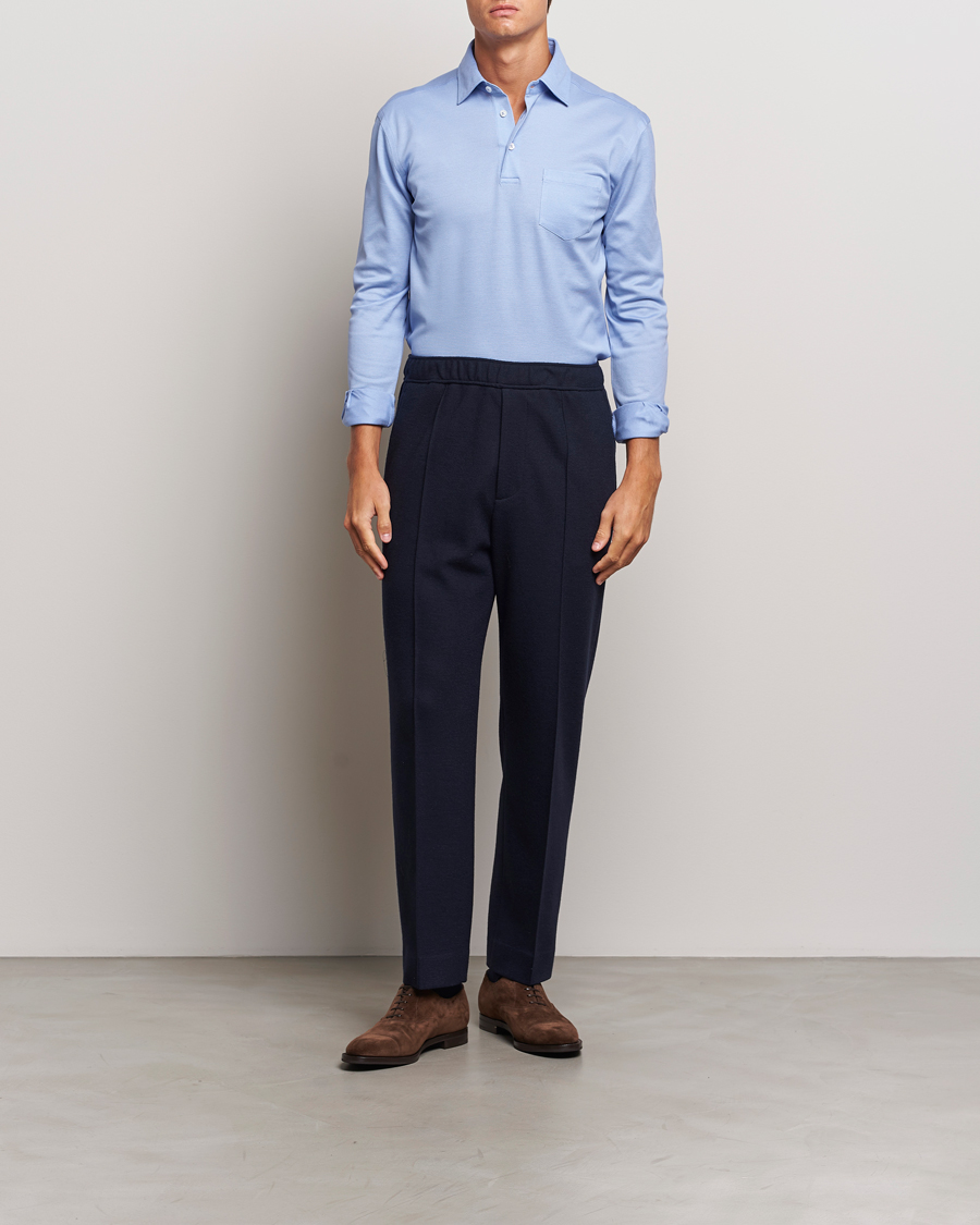 Mies | Puserot | Ralph Lauren Purple Label | Long Sleeve Polo Light Blue