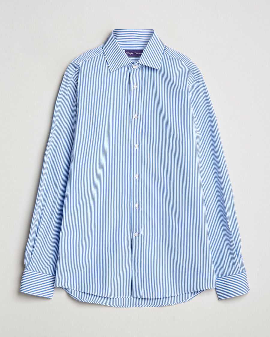 Mies | Kauluspaidat | Ralph Lauren Purple Label | Pop Stripe Cotton Shirt Light Blue