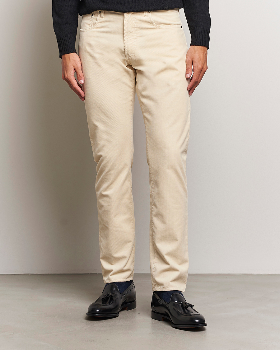 Mies | Housut | Ralph Lauren Purple Label | Slim Fit 5-Pocket Corduroy Pants Cream
