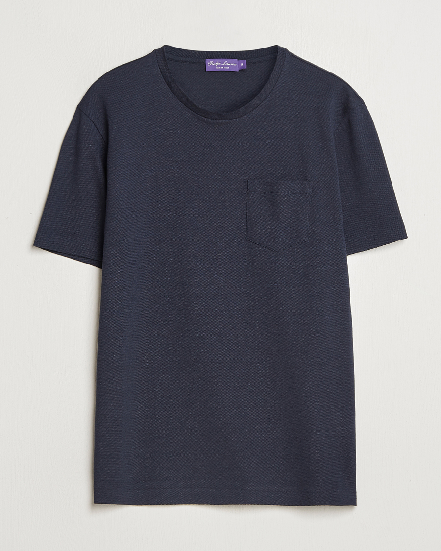 Mies | T-paidat | Ralph Lauren Purple Label | Knitted Pocket T-Shirt Navy