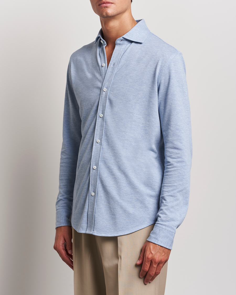 Mies | Kauluspaidat | Ralph Lauren Purple Label | Cotton Piquet Shirt Light Blue