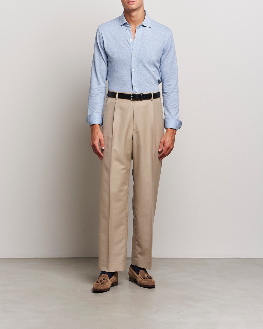 Mies | Kauluspaidat | Ralph Lauren Purple Label | Cotton Piquet Shirt Light Blue