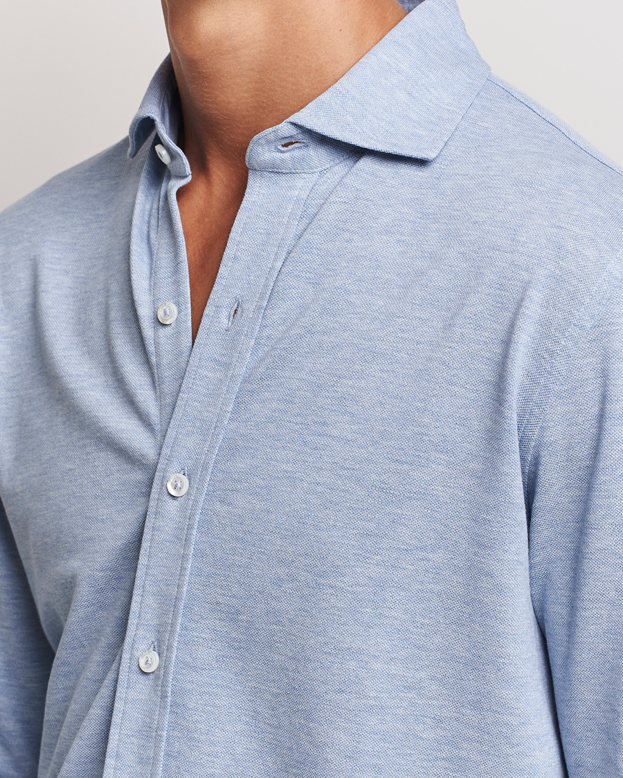 Mies | Kauluspaidat | Ralph Lauren Purple Label | Cotton Piquet Shirt Light Blue