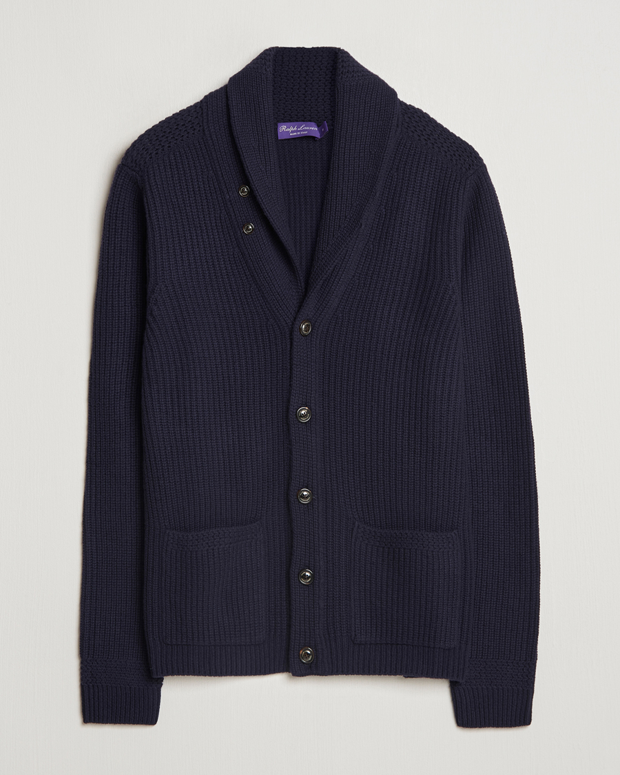 Mies | Puserot | Ralph Lauren Purple Label | Cashmere Shawl Cardigan Navy