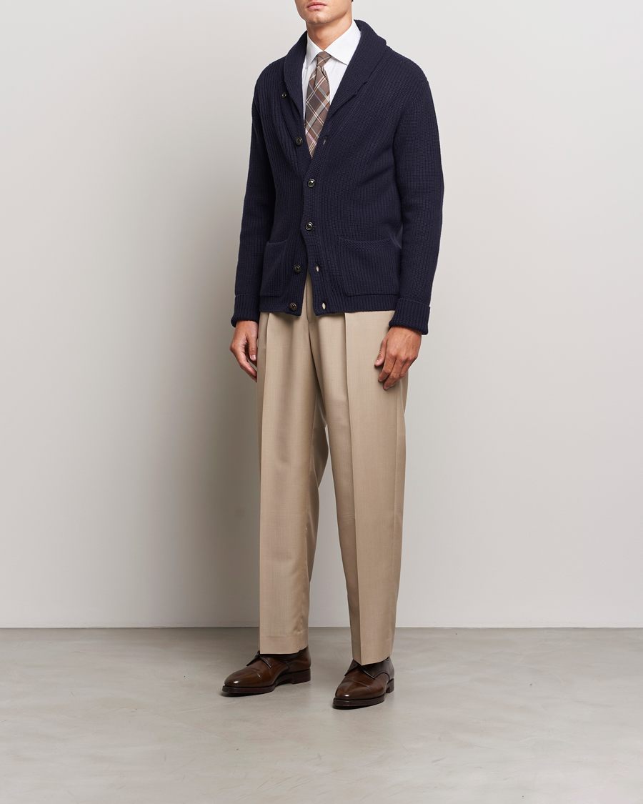 Mies | Puserot | Ralph Lauren Purple Label | Cashmere Shawl Cardigan Navy