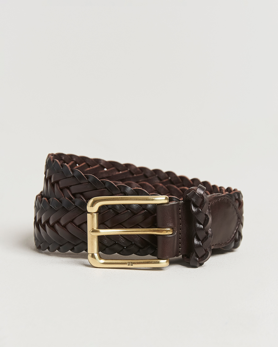 Mies | Ralph Lauren Purple Label Braided Leather Belt Dark Brown Calf | Ralph Lauren Purple Label | Braided Leather Belt Dark Brown Calf