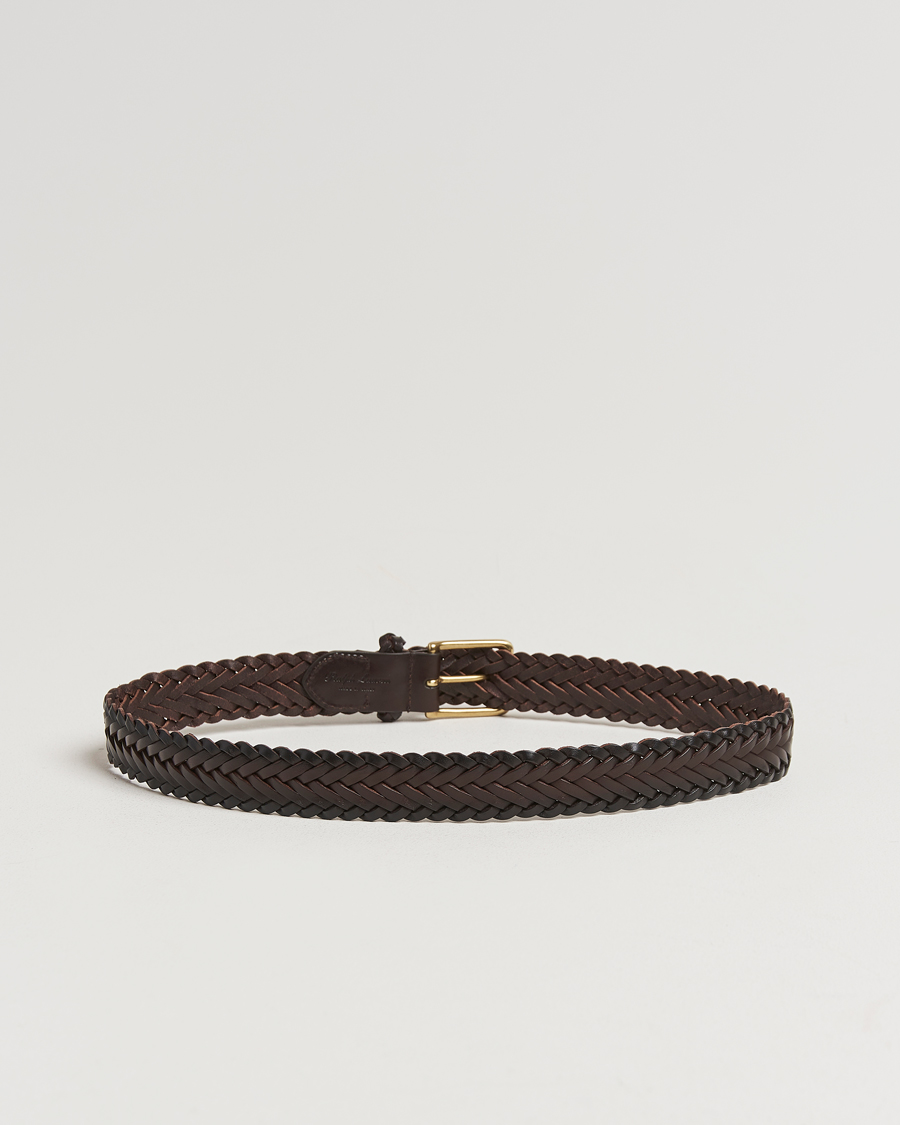 Mies | Ralph Lauren Purple Label Braided Leather Belt Dark Brown Calf | Ralph Lauren Purple Label | Braided Leather Belt Dark Brown Calf