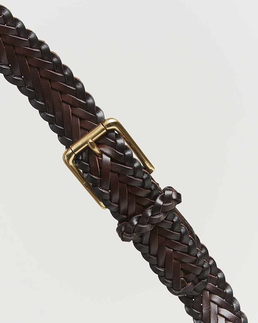 Mies | Ralph Lauren Purple Label Braided Leather Belt Dark Brown Calf | Ralph Lauren Purple Label | Braided Leather Belt Dark Brown Calf