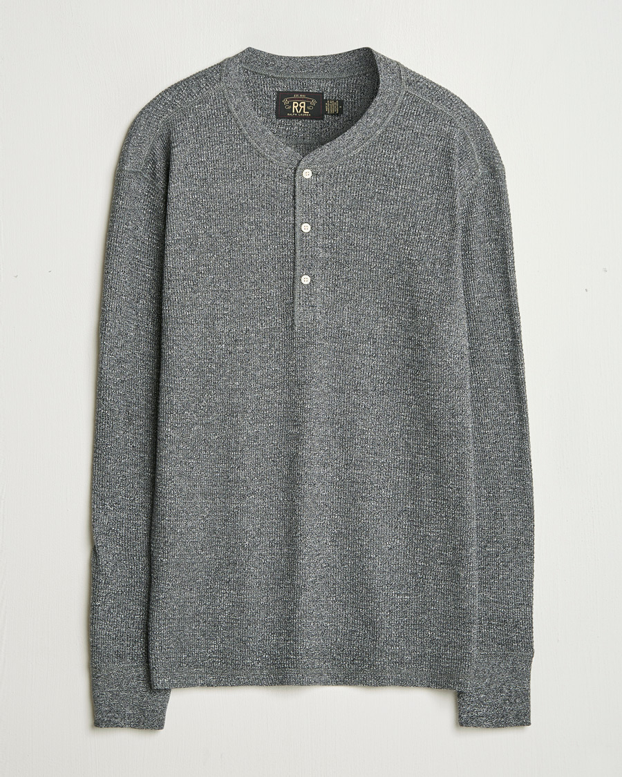 Mies | Puserot | RRL | Long Sleeve Henley Charcoal Heather